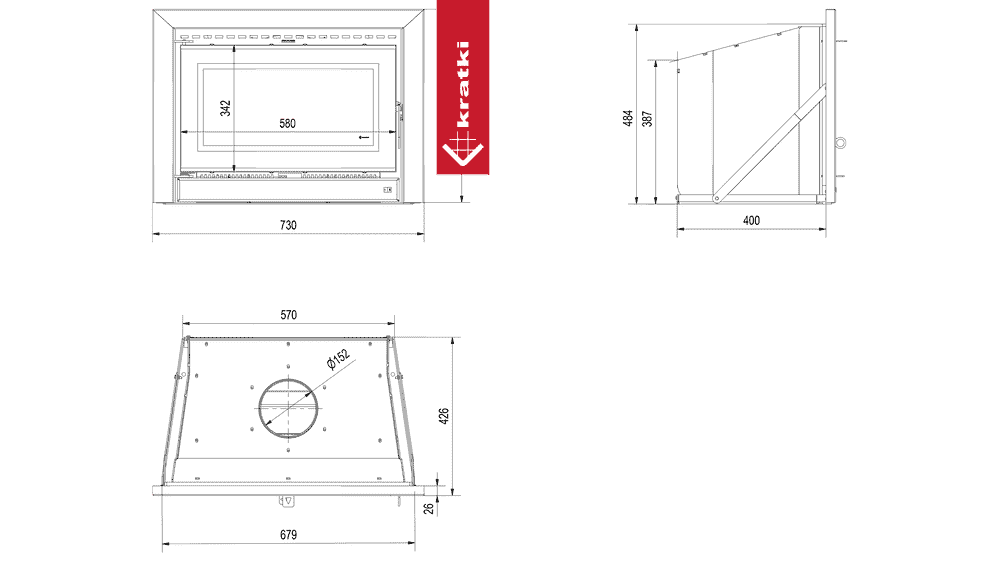 RECUPERADOR LENHA AR VENTILADO KRATKI KDZ K Ø160 6 KW - Image 3