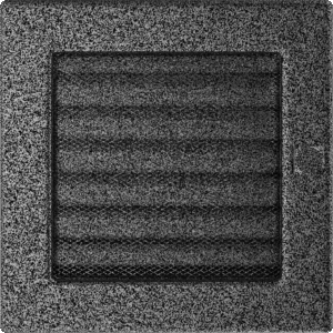 GRELHA VENTILAÇÃO P/LAREIRA C/ PERSIANA PRETA E PRATA 17X17CM