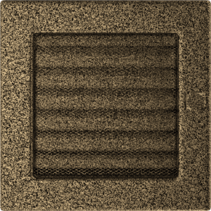 GRELHA VENTILAÇÃO P/LAREIRA C/ PERSIANA PRETA E DOURADO 17x17CM