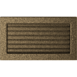 GRELHA VENTILAÇÃO P/LAREIRA C/ PERSIANA PRETA E DOURADO 17x30CM