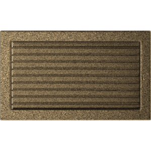 GRELHA VENTILAÇÃO P/LAREIRA C/ PERSIANA PRETA E DOURADO 22x37CM