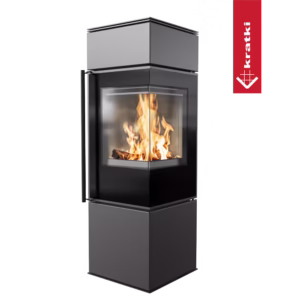 SALAMANDRA LENHA CANTO DIREITO KRATKI REN S PRETO Ø150 7.3KW