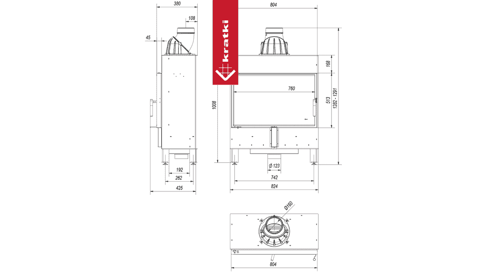 RECUPERADOR LENHA AR KRATKI LUCY 14 SLIM PRETO Ø160 10KW - Image 4