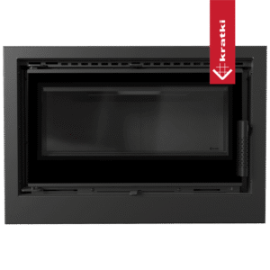 RECUPERADOR LENHA AR VENTILADO KRATKI ARKE 70 PRETO COM ARO Ø150 8 KW