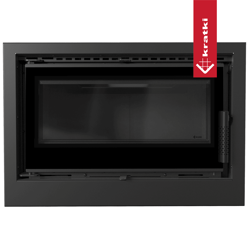 RECUPERADOR LENHA AR VENTILADO KRATKI ARKE 70 PRETO COM ARO Ø150 8 KW